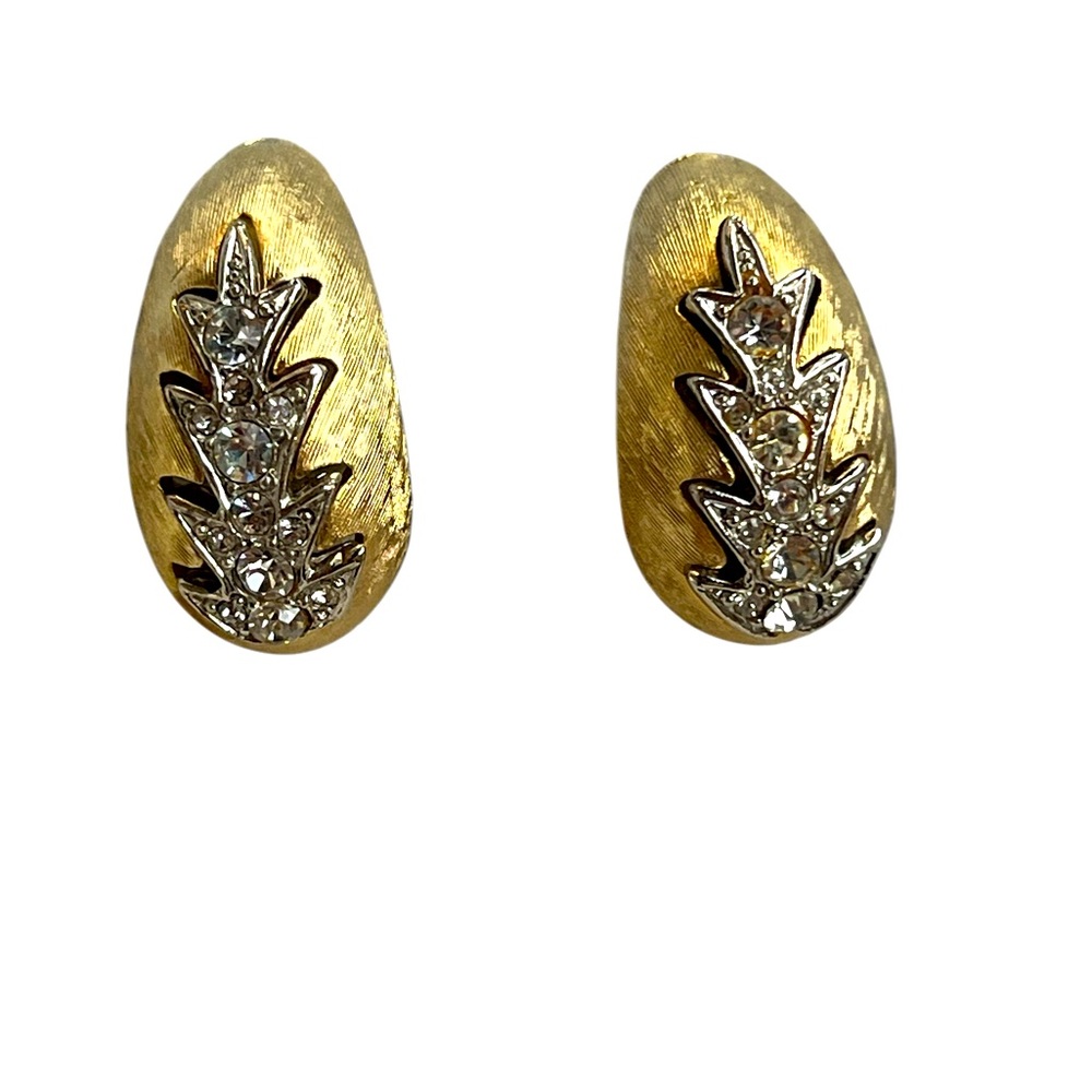 Rhinestone Tear Drop Clip On Earrings